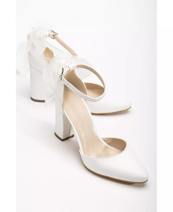 Свадебные туфли Lilly с кружевным бантом на спине Forever & Always Shoes, белый