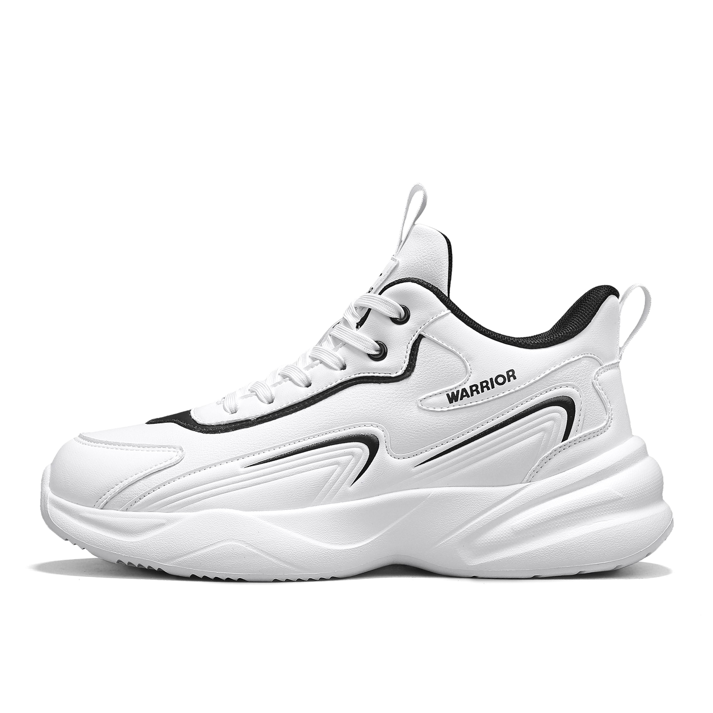 

Мужские повседневные низкие кроссовки с амортизацией и износостойкостью WARRIOR, белый-leather upper