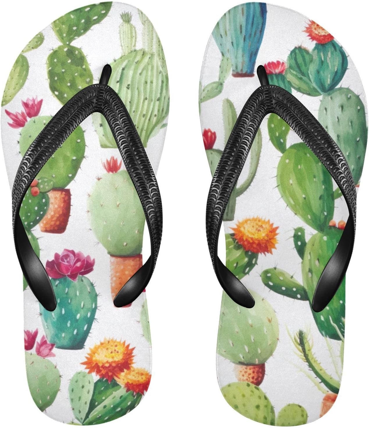 

Шлепанцы с цветочным рисунком кактусов, пляжные летние повседневные сандалии для женщин и мужчин, обувь для душа, размер XS Kfbe, Cactus