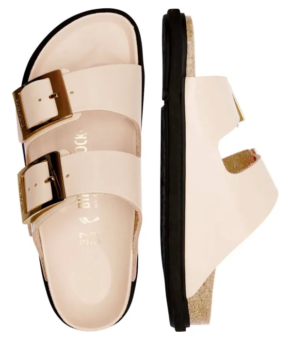 Кожаные тапочки Arizona Lena Narrow fit Birkenstock, бежевый — фото 4