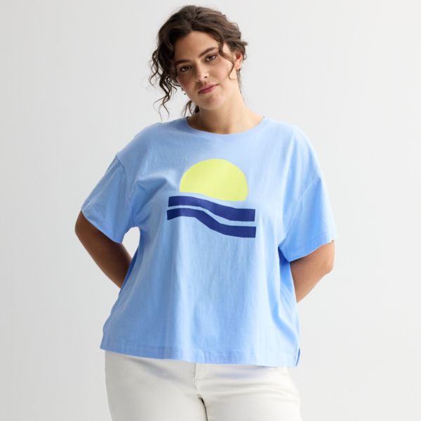 

Футболка свободного кроя больших размеров Sonoma Goods For Life, цвет light blue sun graphic