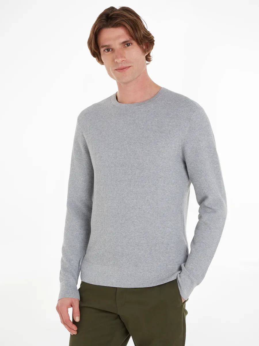 

Свитер с круглым вырезом Calvin Klein "WAFFLE STRUCTURE SWEATER", с фирменной этикеткой, серый
