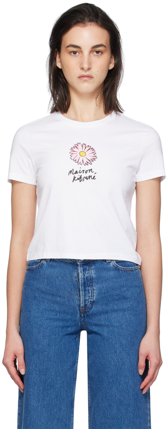 

Футболка с изображением парящего цветка Maison Kitsune