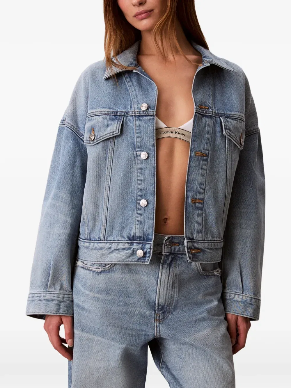 Джинсовая куртка с логотипом-нашивкой Calvin Klein, синий — фото 3