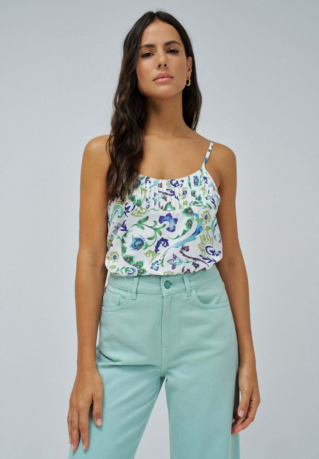 

Топ STRAPPY WITH NECKLINE PLEAT DETAIL Salsa Jeans, зеленый