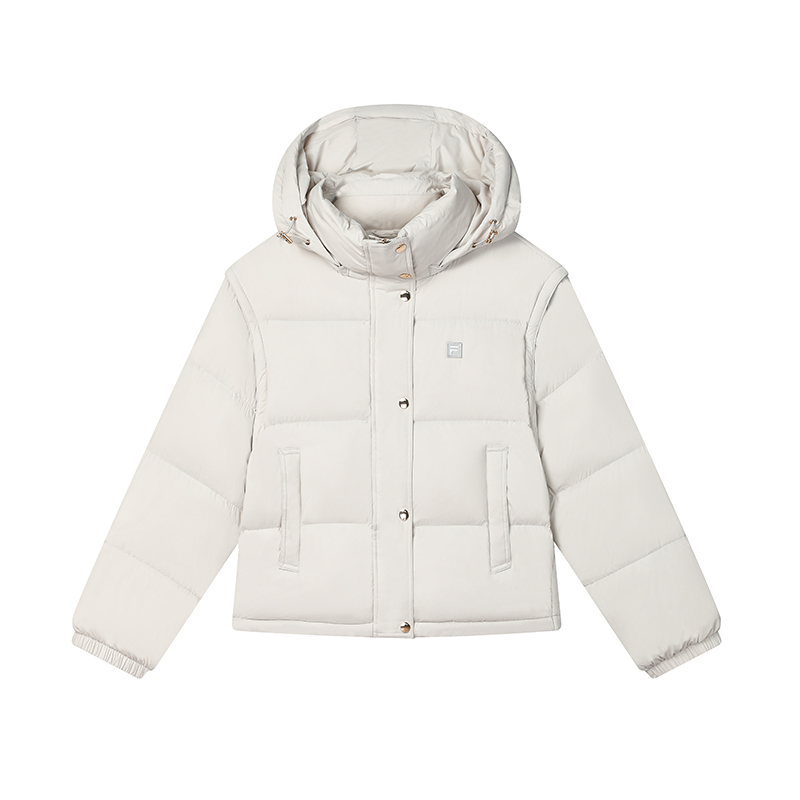 

FILA Миланская итальянская коллекция роскошных спортивных пуховиков для женщин Светло-серый слоновой кости, Light Gray Ivory