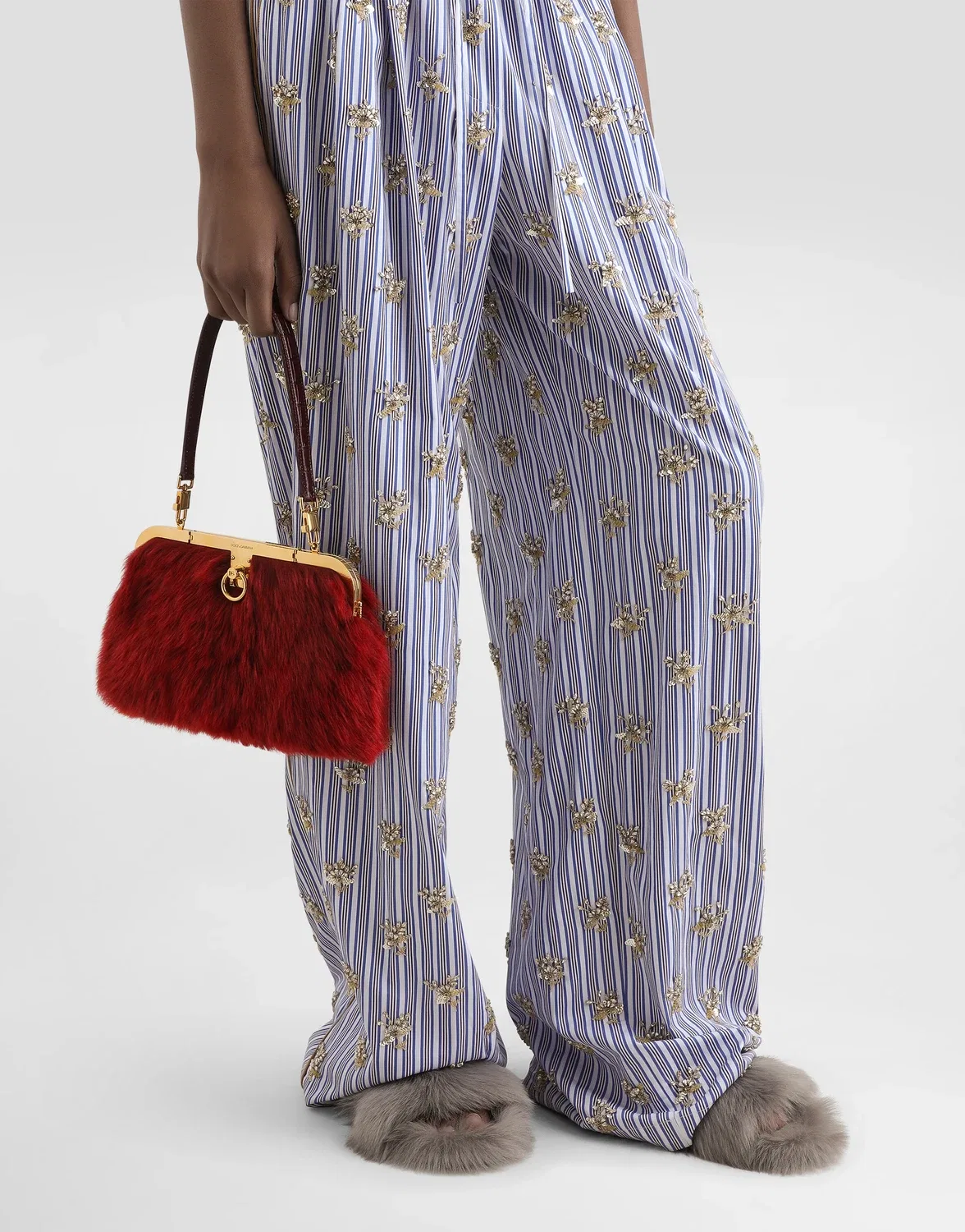 Сумка Amanda из овчины и крокодиловой кожи DOLCE & GABBANA, белый — фото 2