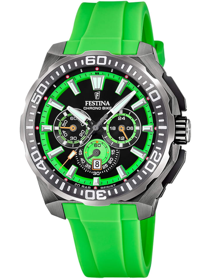 

Festina Мужские часы-хронограф, черно-зеленые