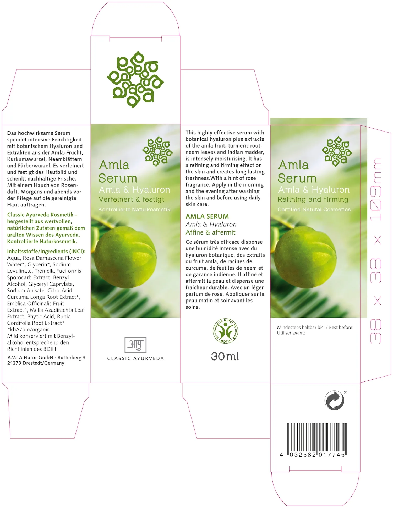 Сыворотка с амлой, увлажняющая сыворотка, bdih Classic Ayurveda, 30 мл — фото 2