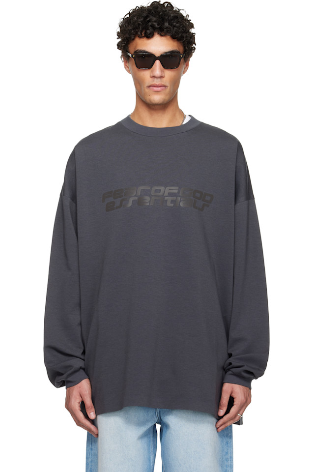 

Fear Of God Essentials Серая праздничная футболка с длинным рукавом в стиле 90-х