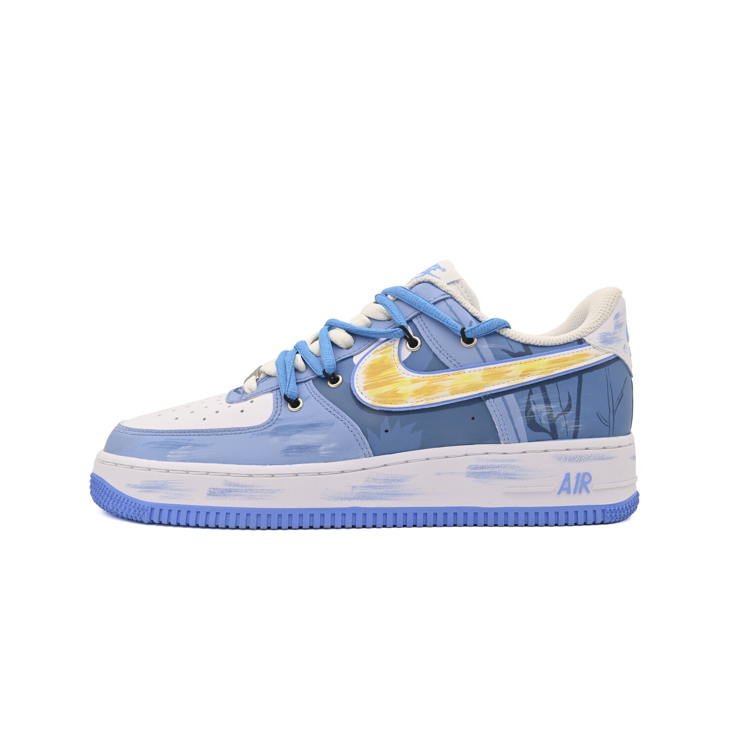 

Кроссовки для скейтборда Air Force 1 мужские низкие, синий/оранжевый/желтый/белый Nike