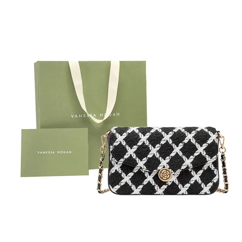 

VANESSA HOGAN Сумка через плечо Lingge Series из натуральной кожи, Midnight Black-Fabric Envelope Bag