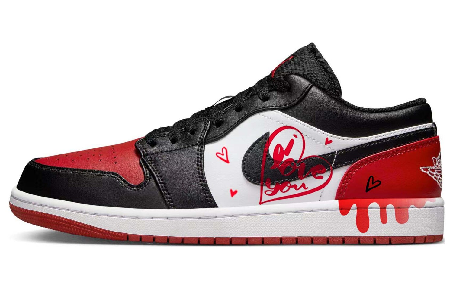 

Кроссовки Air Jordan 1 Vintage Basketball Shoes Women's Low-top Black/Red, красный