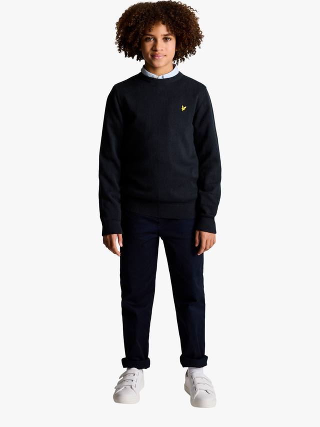 Детский хлопковый джемпер свободного кроя с круглым вырезом Lyle & Scott, Dark Navy — фото 2