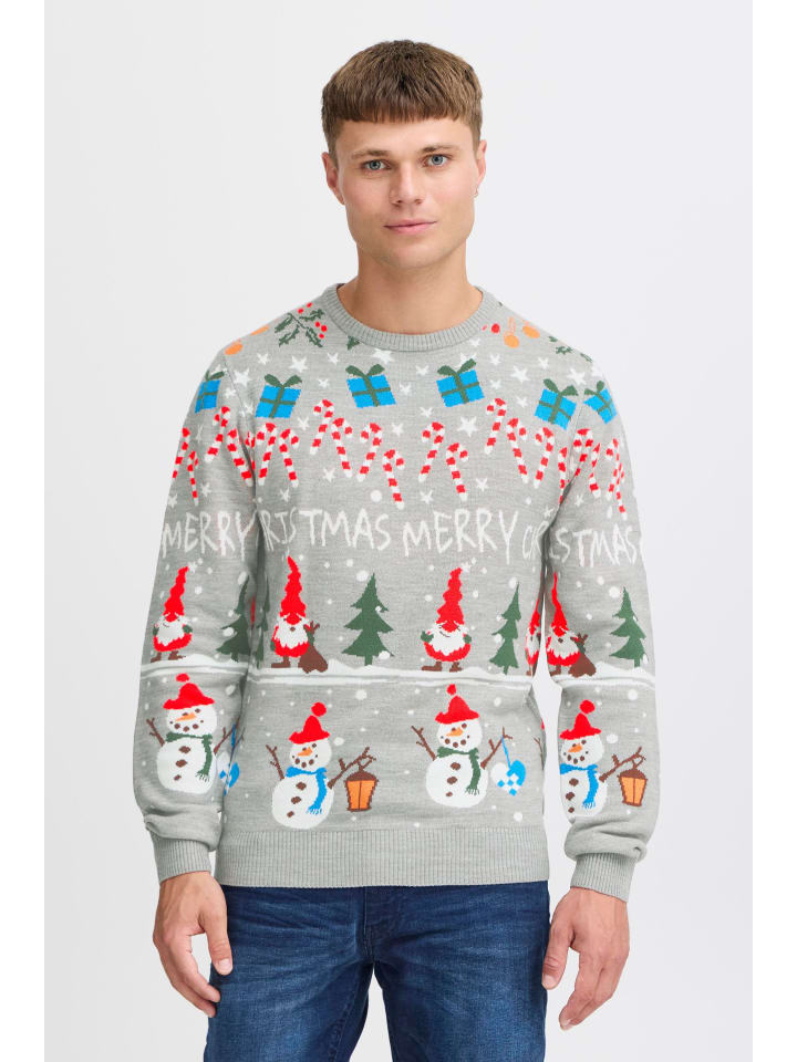

Пуловер BLEND Strickpullover BHCHRISTIAN 21301277ME weihnachtlicher Strickpullover, серый
