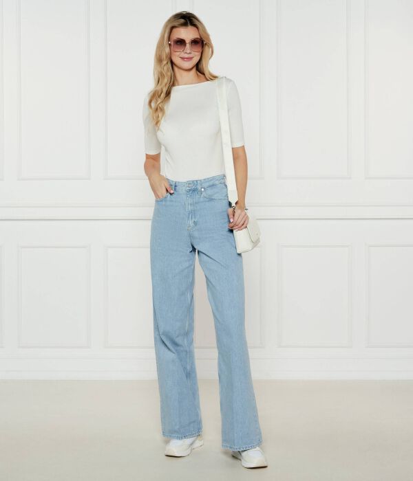 Блуза Slim fit Calvin Klein, экрю — фото 2