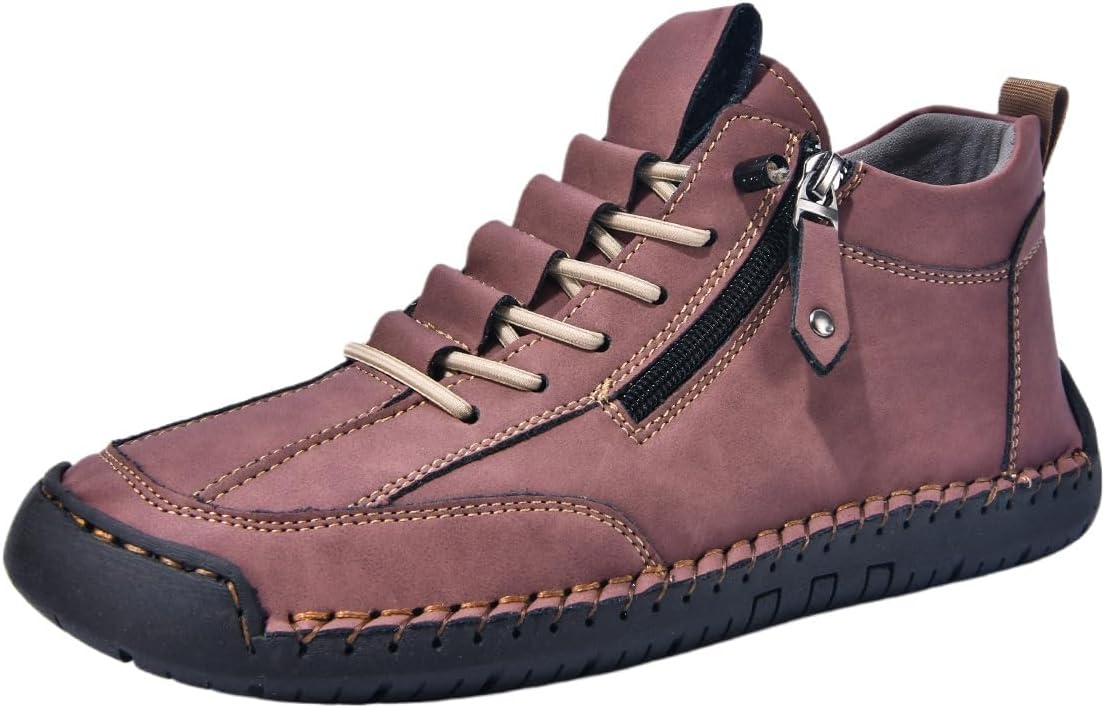 

Мужские повседневные кожаные туфли-ботинки на щиколотку Чукка, ручная работа, с боковой молнией, средние, слипоны, лоферы, модные, легкие, для ходьбы и вождения, высокие ботинки Hhhchpm, бордовый