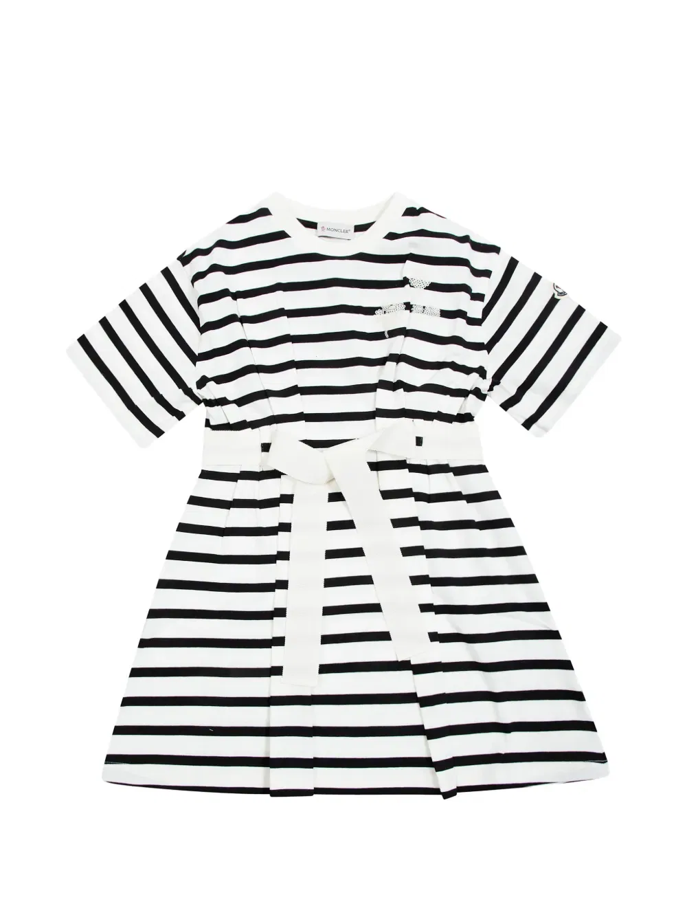 Платье в полоску с пайетками Moncler Enfant, белый