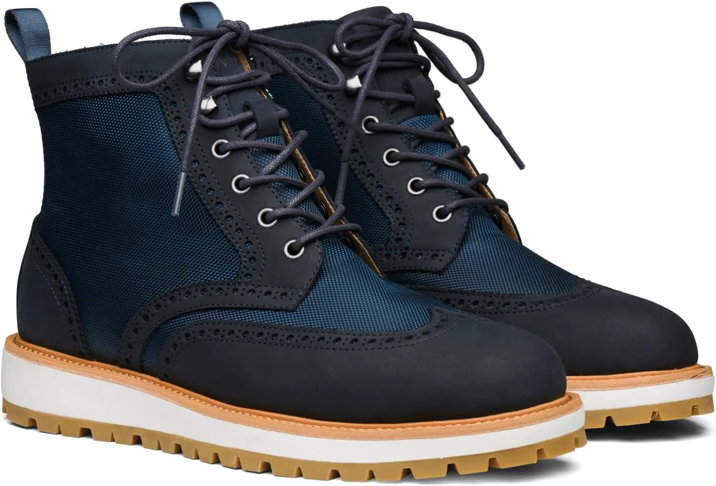 Мужские ботинки SWIMS Vigo Wingtip Brogue, роскошная водоотталкивающая кожа и нейлон, темно-синий — фото 4