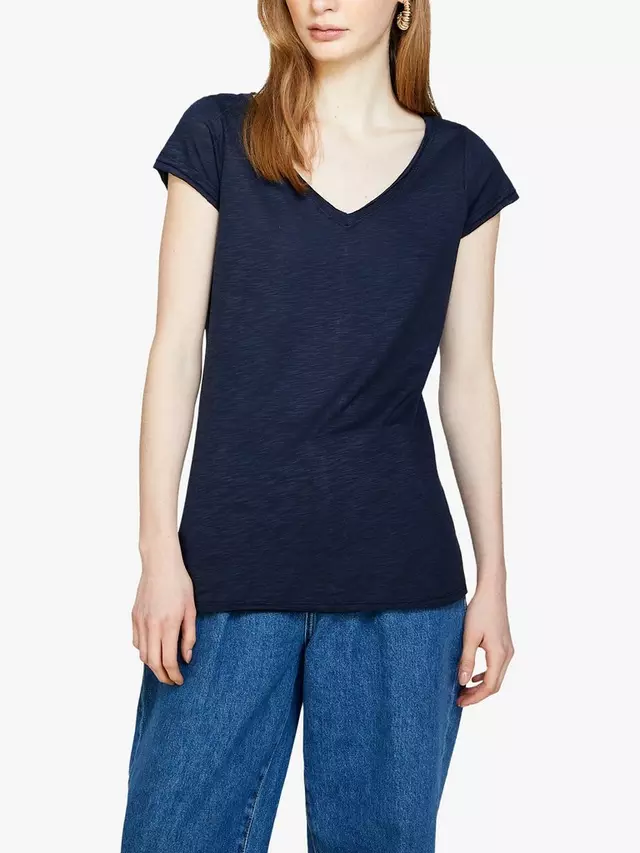 

Футболка SISLEY V-Neck Cotton Blend, синий