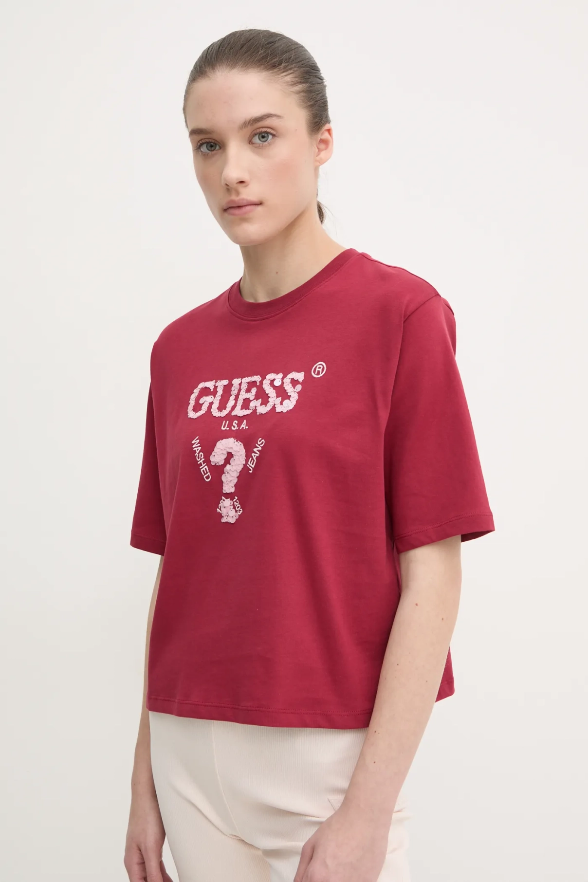 

Хлопковая футболка AURLIE Guess, красный