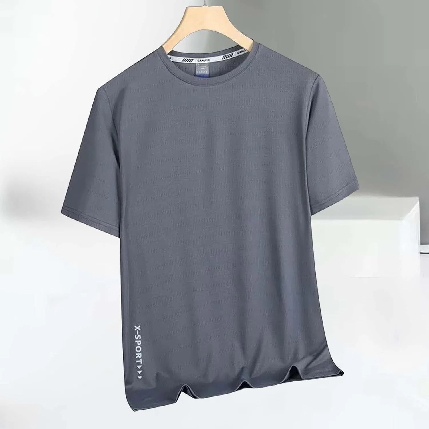 Мужская футболка с круглым вырезом, повседневная, свободного кроя, 15-dark Gray, размеры S-3XL — фото 3