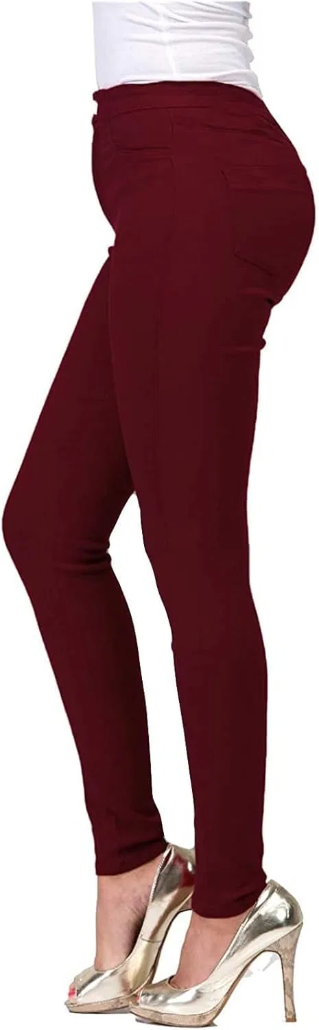 Джинсы, высокие, Leggings Denim, винный — фото 3