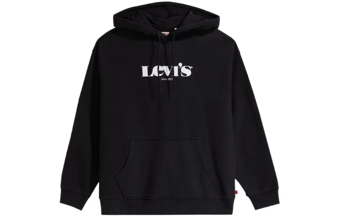 Levis Толстовка мужская черная с капюшоном утепленная