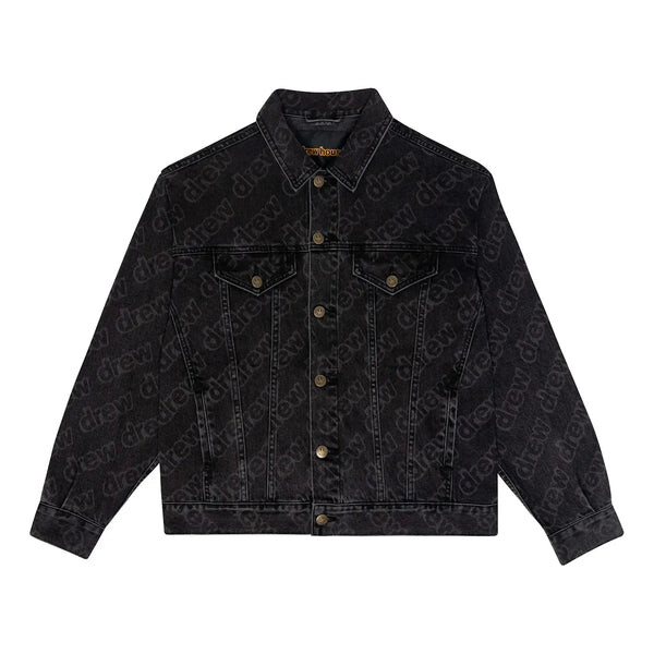 

Куртка oversized trucker jacket 'black secret repeat' Drew House, черный