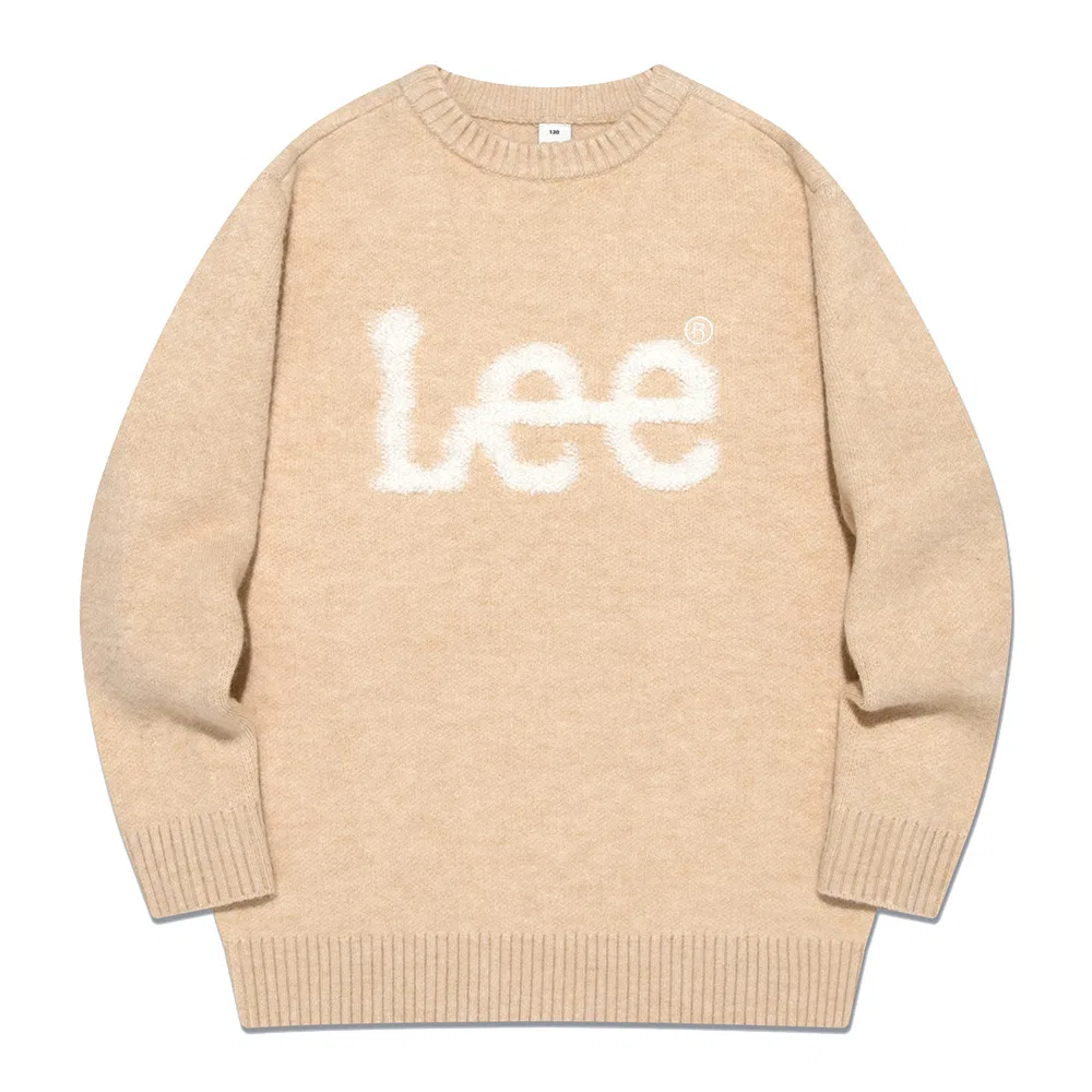 Детский бежевый пуловер Lee Kids из букле с логотипом — фото 2