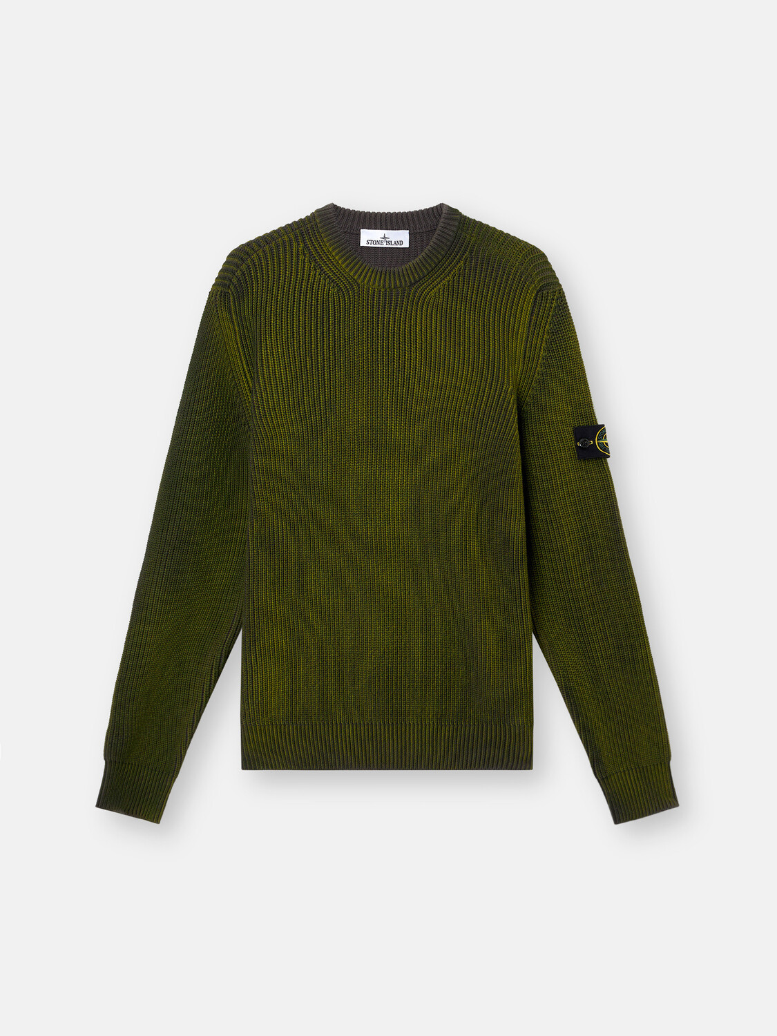 

Свитер с круглым вырезом, двухцветным напылением и вязаным крючком Stone Island 5100016 FISHERMAN'S RIB ORGANIC COTTON WITH TWO-COLOUR SPRAY, Fern