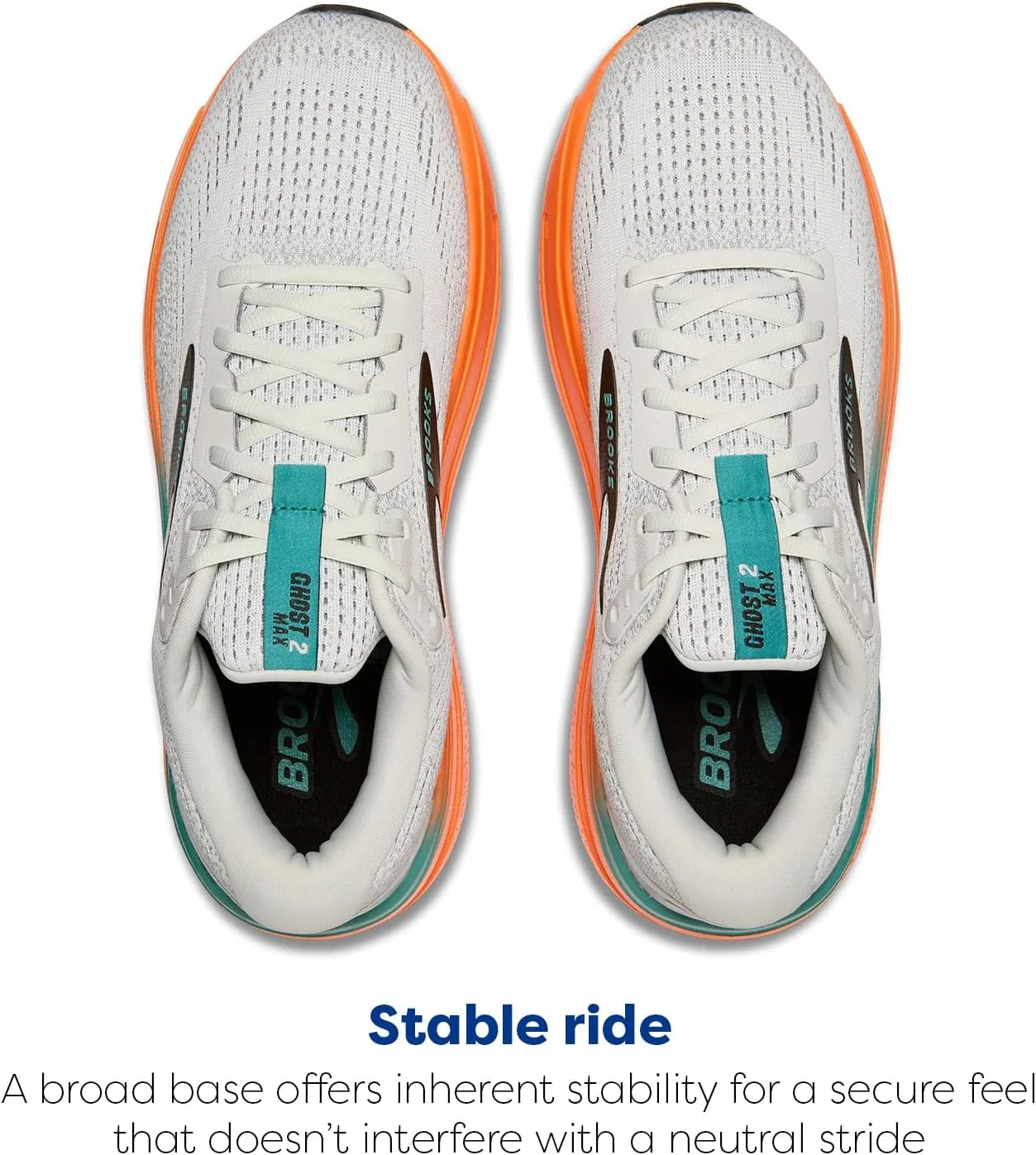 Мужские кроссовки Brooks Ghost Max 2, Oyster Mushroom Orange Teal — фото 4