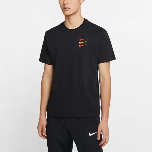 Футболка men's contrasting colors logo sports round neck short sleeve black t-shirt Nike, черный — фото 4