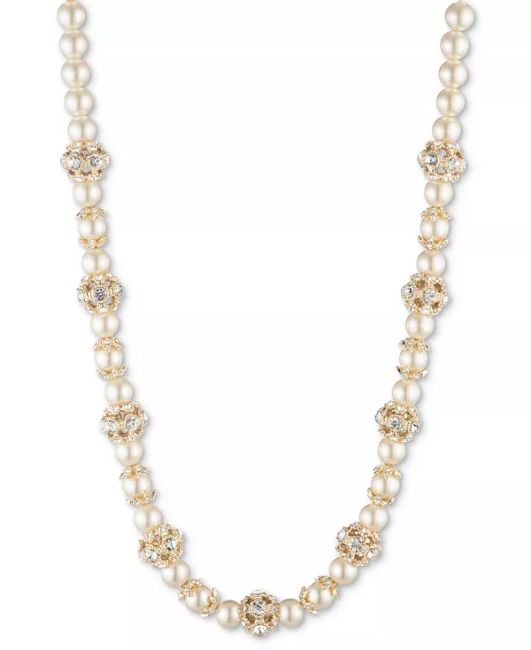 

Ожерелье-Кнопка золотистого оттенка с искусственным жемчугом и кристаллами, 16 дюймов + удлинитель 3 дюйма Marchesa, gold