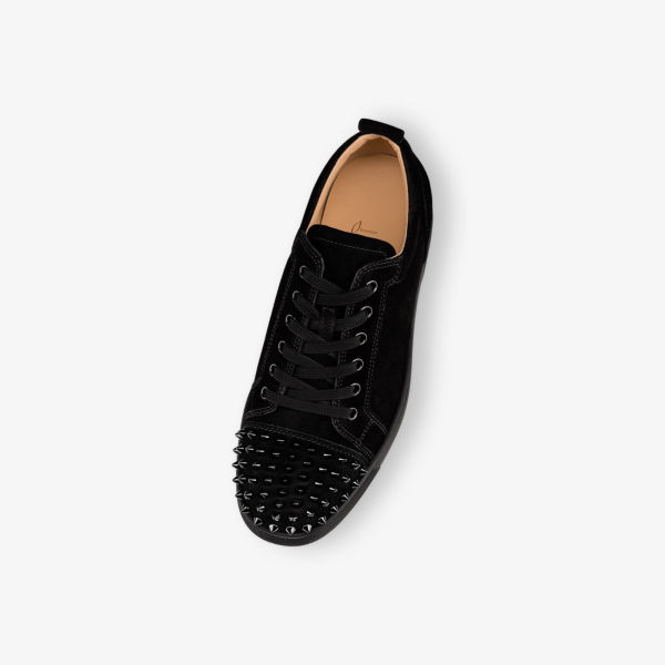 Кроссовки замшевые Christian Louboutin Louis, черный / красный — фото 2