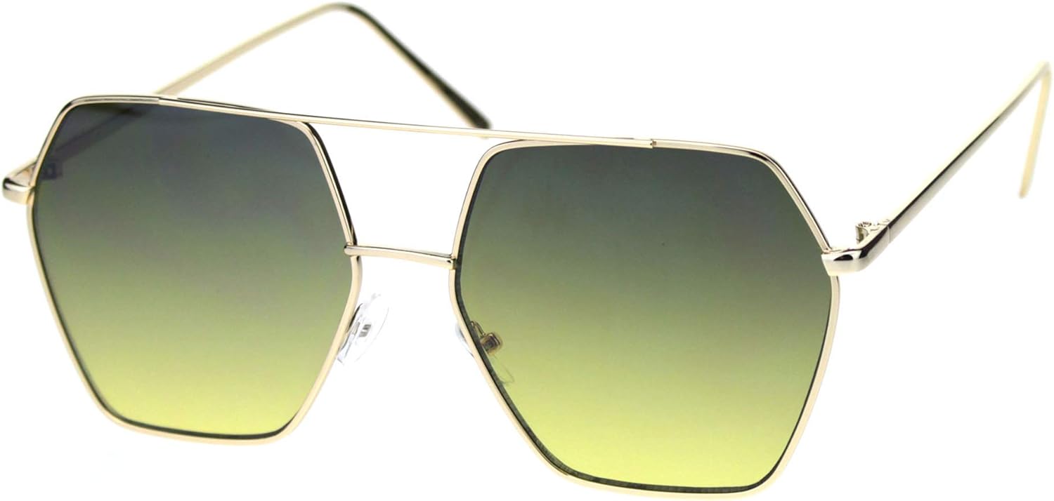 

Женские солнцезащитные очки шестиугольной формы с верхней перемычкой, металлической оправой, защитой от УФ-излучения UV 400, золотистого, зеленого и желтого цвета PASTL, Gold (Green Yellow)