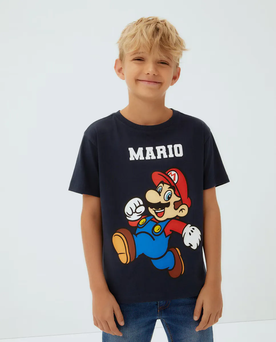 

Футболка для мальчика с короткими рукавами и принтом Mario Bross Kids El Corte Inglés, темно-синий