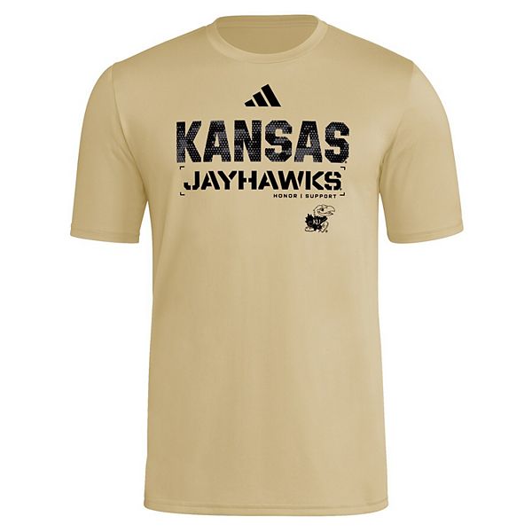 Мужская футболка aeroready natural kansas jayhawks 2025 military appreciation pre-game Adidas — фото 3