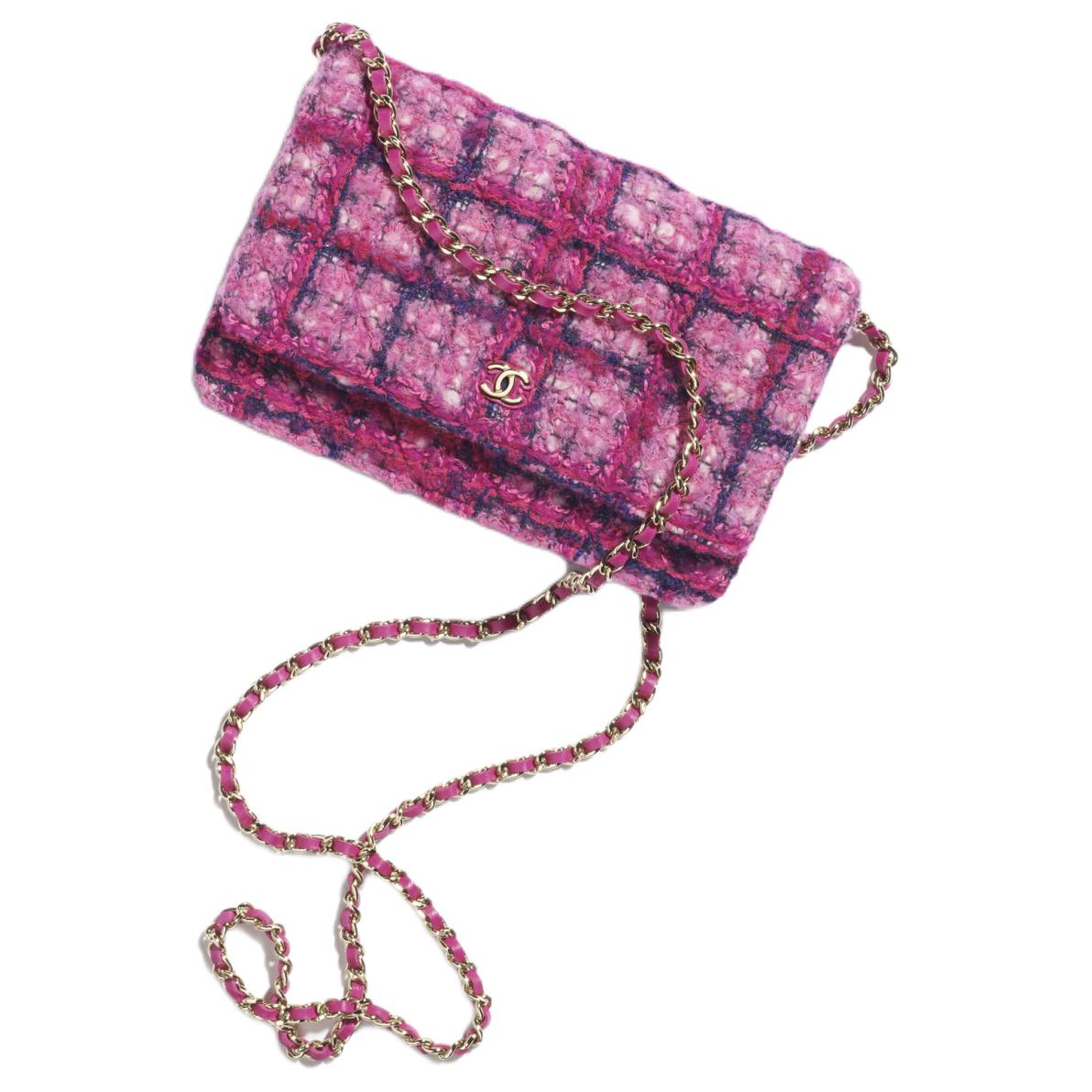 CHANEL Мягкая твидовая мини-сумка через плечо для женщин с золотистой металлической фурнитурой, розовая — фото 3
