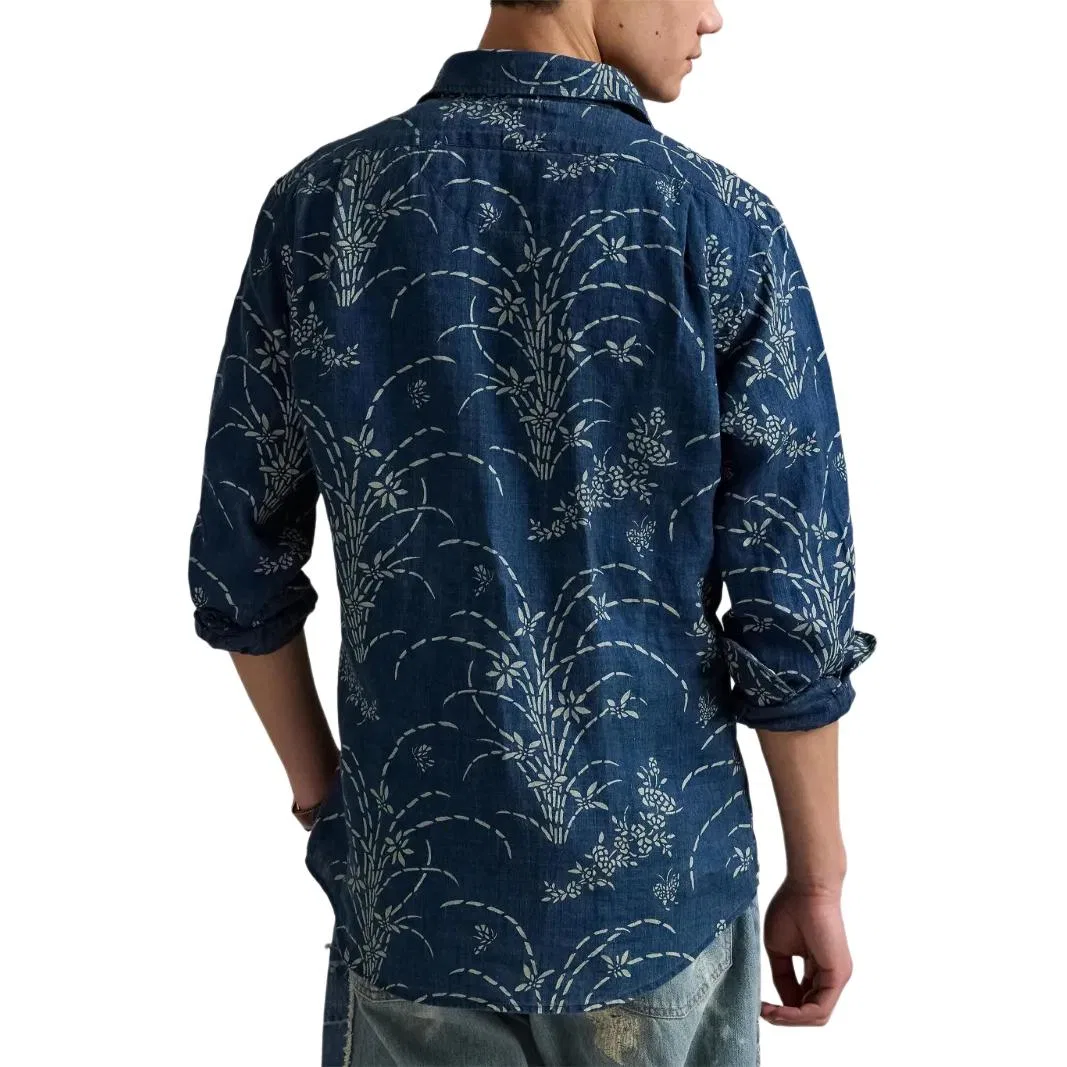 Льняная рубашка с цветочным принтом Polo Ralph Lauren, Blue — фото 4