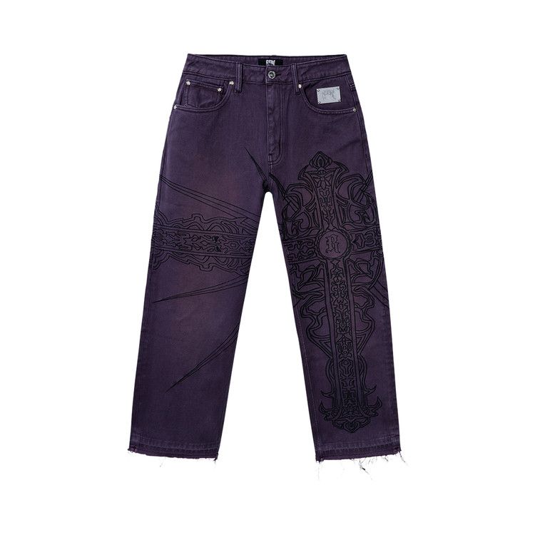 

Брюки Revenge Spike Cross Embroidered Denim Pant, Purple
