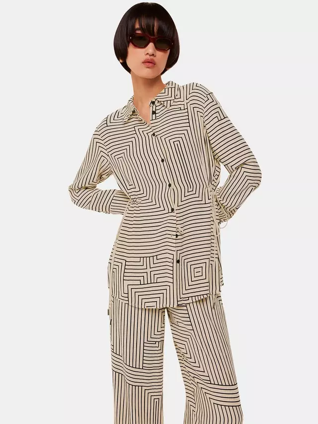 

Рубашка Whistles Angled Stripe Tie, цвет ivory/black