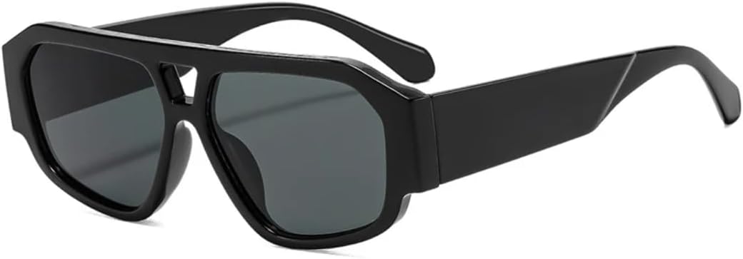 

Винтажные солнцезащитные очки с двойной перемычкой, многоугольной и квадратной формой, женские, модные, конфетные оттенки, защита от УФ-излучения UV400, мужские TVTBBVV, Black Grey