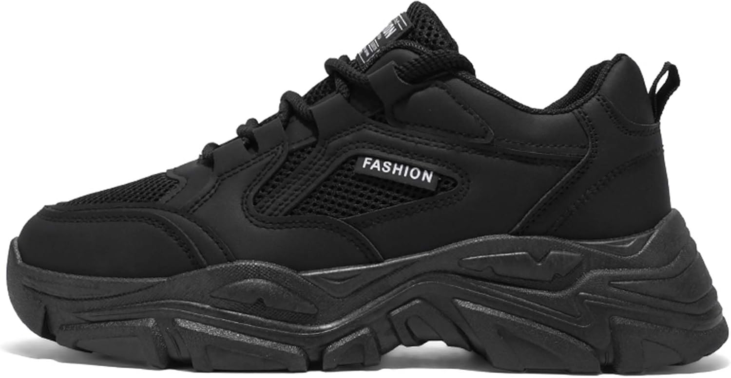 

Комфортные повседневные мужские кроссовки с толстой подошвой и дышащей сеткой Generic, черный