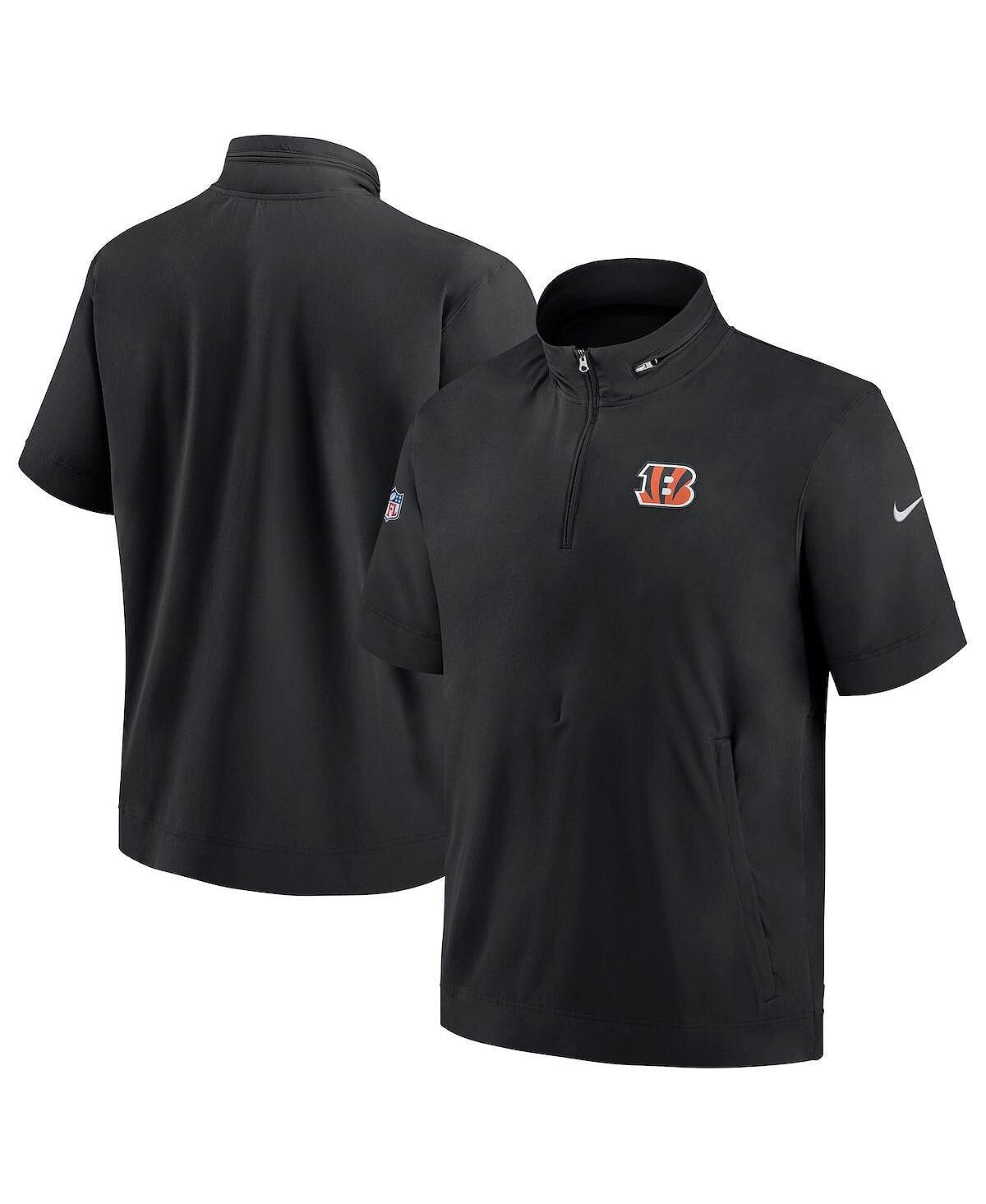 Мужская черная толстовка с короткими рукавами и молнией на четверть Cincinnati Bengals Sideline Coach Nike — фото 2