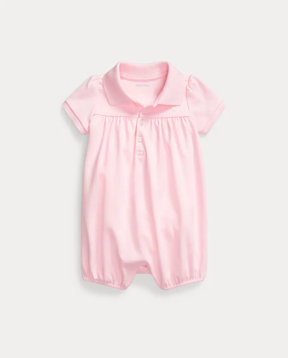 

Детский комбинезон из интерлока с вышитой лошадью Polo Ralph Lauren, розовый