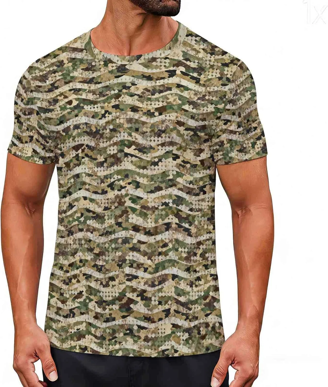Футболка Camouflage для мужчин и женщин, Casual, Unisex, с коротким рукавом и круглым вырезом, легкая, в военном стиле