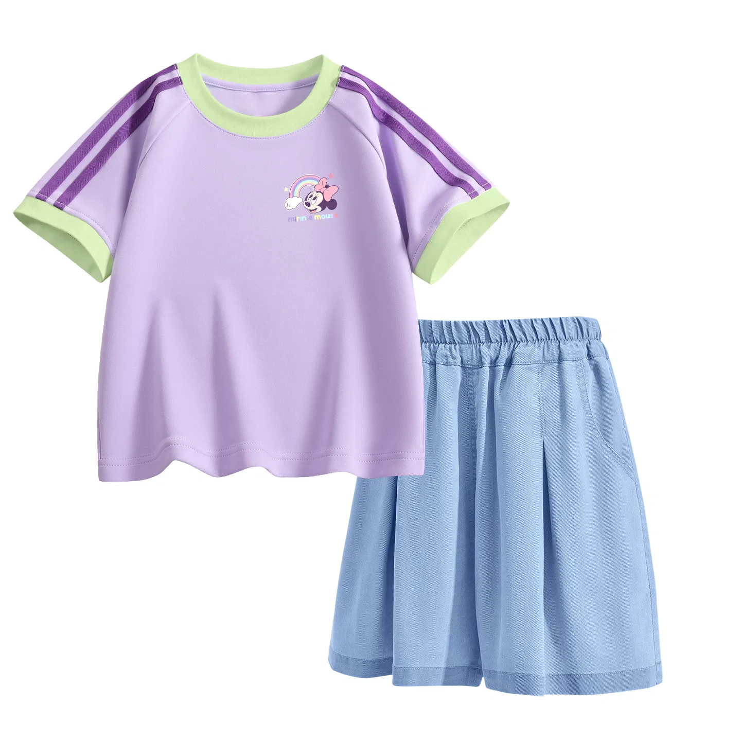 Детский спортивный костюм Disney Kids Casual Sportswear Crew Neck Thin Stretch, фиолетовый с джинсовым голубым