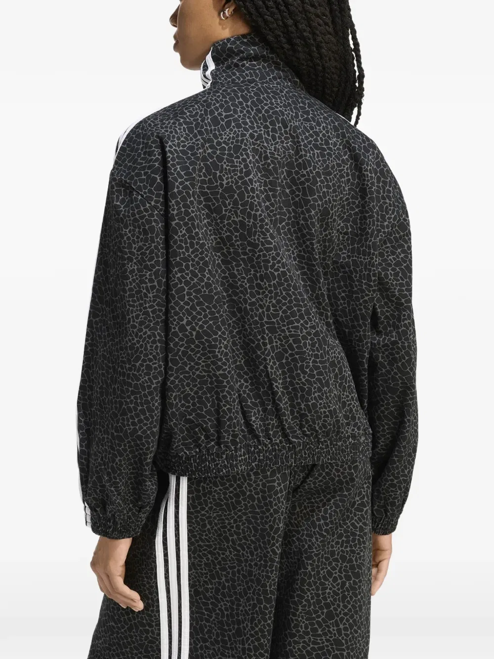 Полосатая куртка с высоким воротником Adidas, черный — фото 2