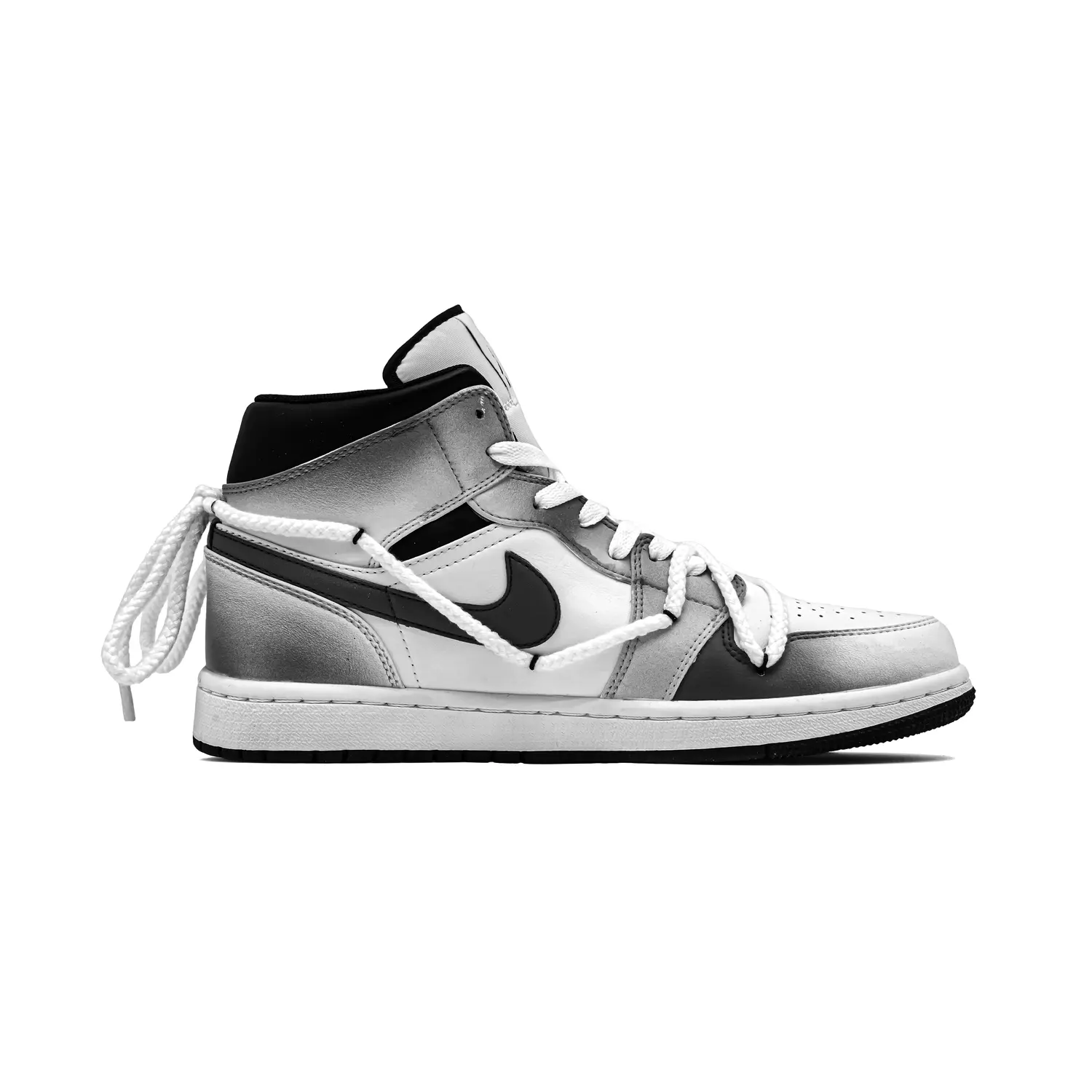 Air 1 Cloud Step Coverage High Top винтажные баскетбольные кроссовки Unisex черно-белые Jordan, черный — фото 4